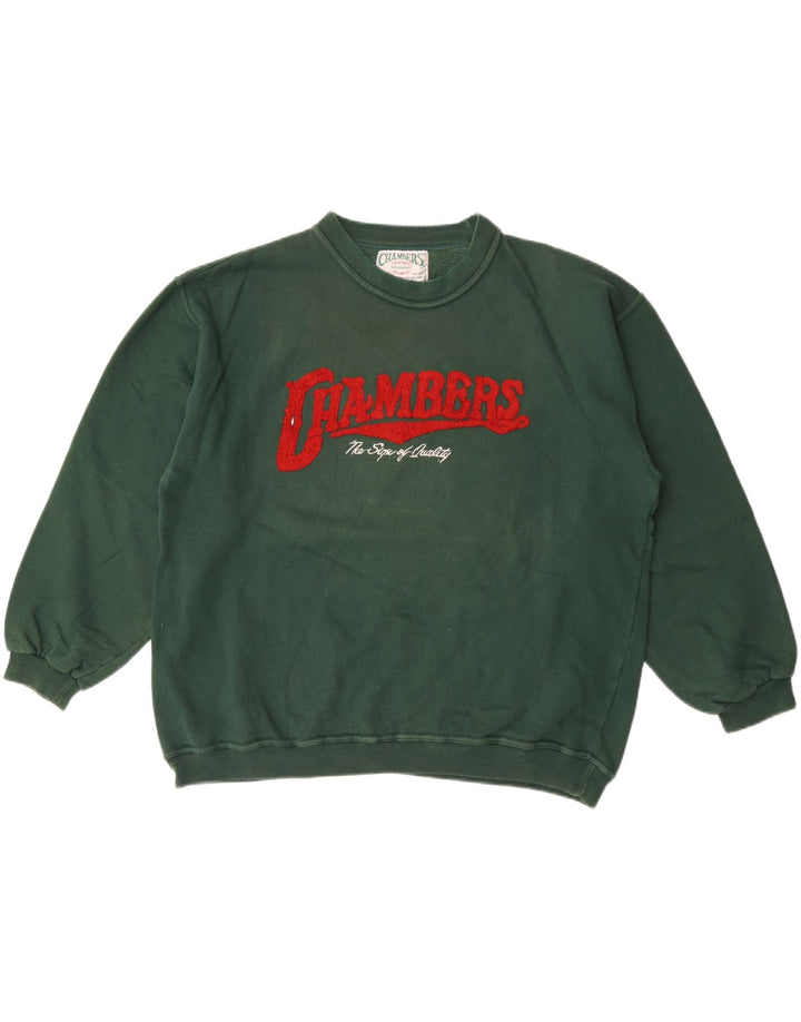 Chambers Mens Graphic Sweatshirt Jumper Large Green Cotton