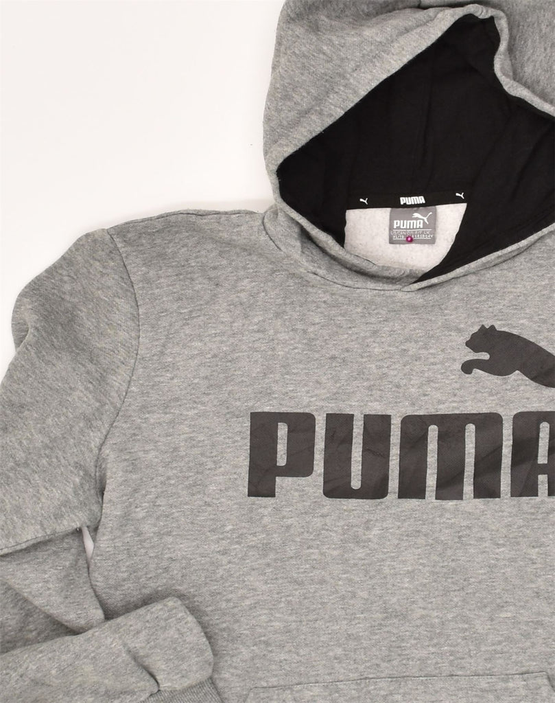 PUMA Boys Graphic Hoodie Jumper 13-14 Years Grey Cotton | Vintage Puma | Thrift | Second-Hand Puma | Used Clothing | Messina Hembry 