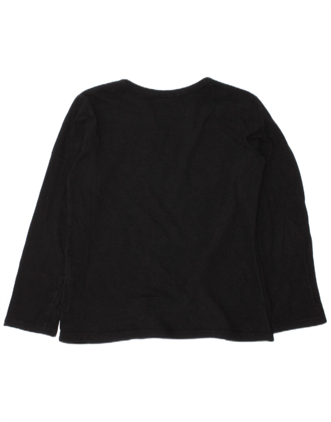 BENETTON Girls Graphic Top Long Sleeve 6-7 Years Small Black Cotton