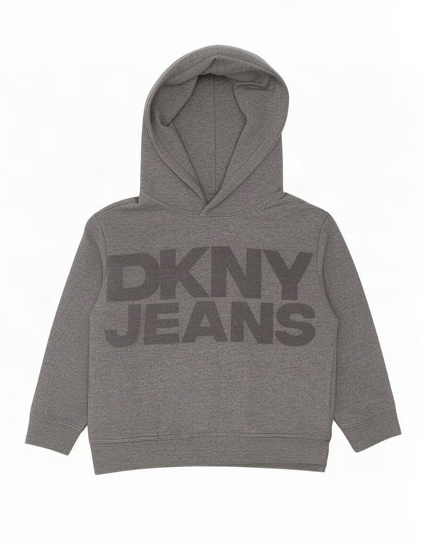 Dkny Boys Graphic Hoodie Jumper 2-3 Years Grey Flecked Cotton