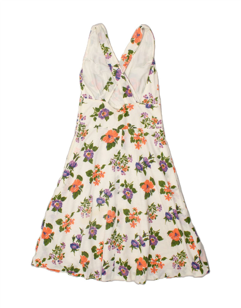 VINTAGE Womens A-Line Dress UK 8 Small White Floral Vintage Vintage and Second-Hand Vintage from Messina Hembry 