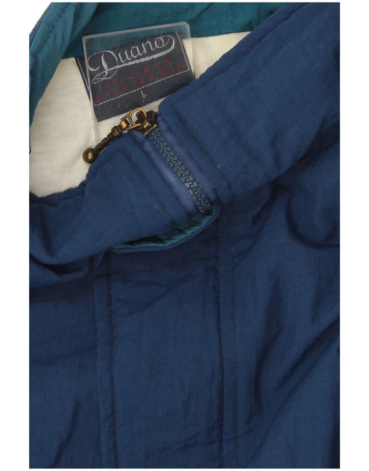 Vintage Mens Bomber Jacket UK 40 Large Navy Blue Colourblock Nylon