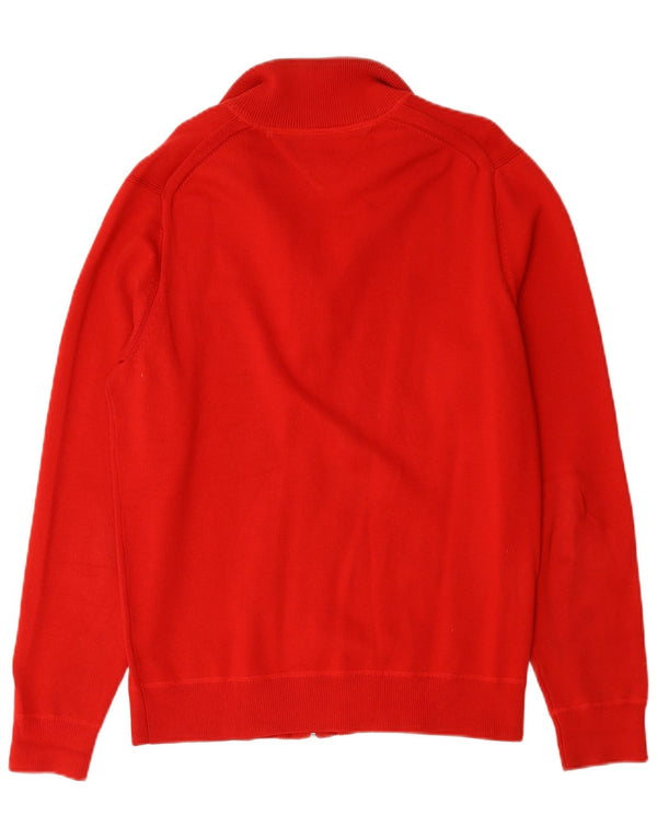 Tommy Hilfiger Mens Cardigan Sweater Medium Red Cotton