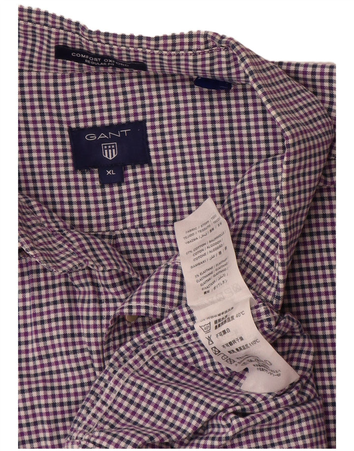 Gant Mens Regular Fit Shirt XL Purple Gingham Cotton
