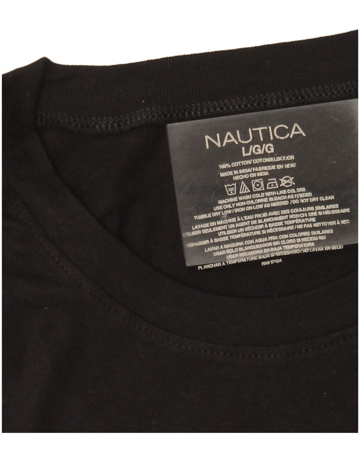 Nautica Mens T-Shirt Top Large Black Cotton