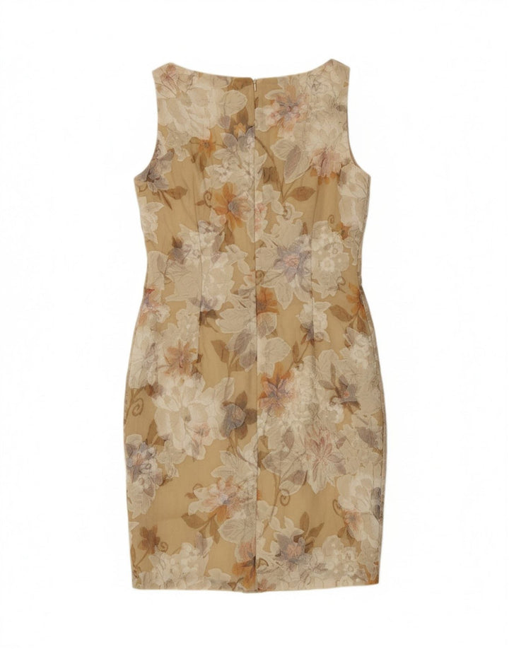 VINTAGE Womens Sleeveless Sheath Dress IT 44 Medium Beige Floral Vintage Vintage and Second-Hand Vintage from Messina Hembry 