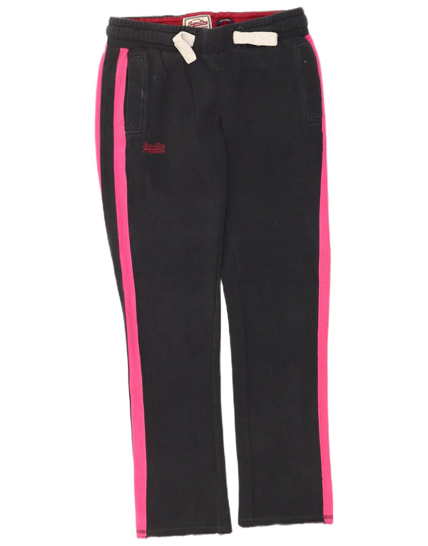 Superdry Womens Tracksuit Trousers Joggers UK 10 Small Black Colourblock