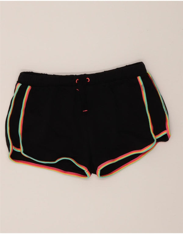Marks & Spencer Girls Sport Shorts 12-13 Years Black Striped Cotton Sports