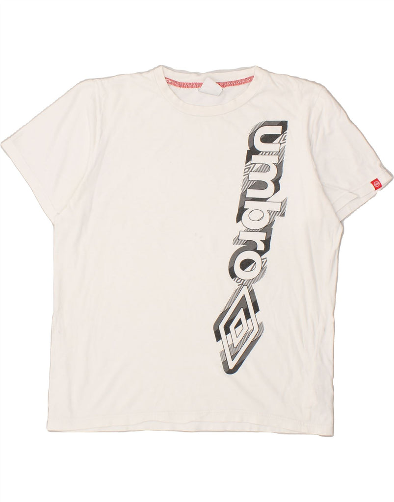 UMBRO Mens Graphic T-Shirt Top Large White Cotton Vintage Umbro and Second-Hand Umbro from Messina Hembry 