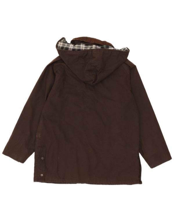 MLW Country Sport Boys Hooded Waxed Cotton Jacket 13-14 Years Brown Cotton