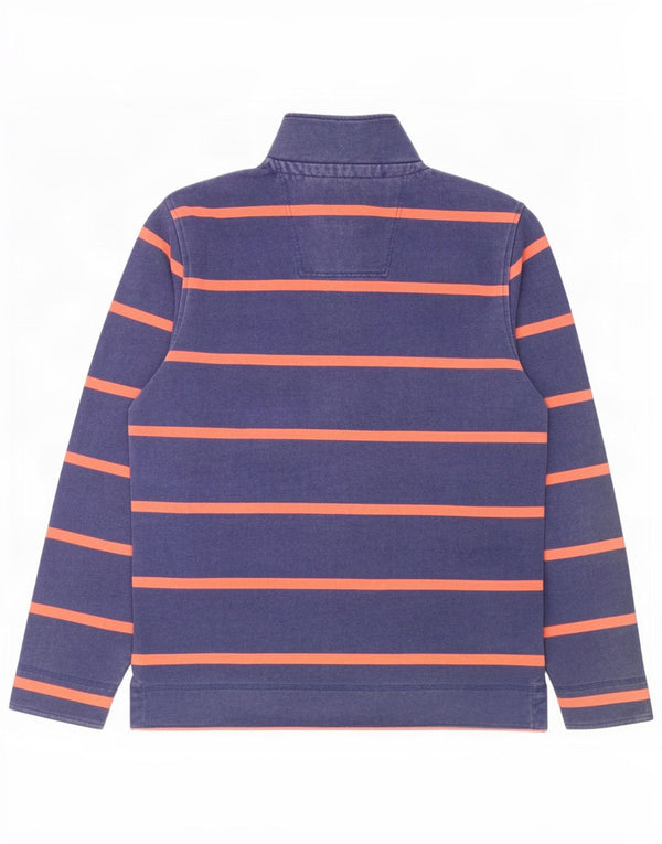 Crew Clothing Mens Zip Neck Sweatshirt Jumper Medium Blue Striped Cotton