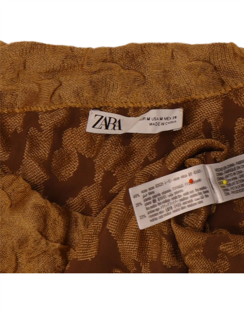 ZARA Womens Asymmetric 3/4 Sleeve Blouse Top UK 14 Medium Brown Viscose Vintage Zara and Second-Hand Zara from Messina Hembry 