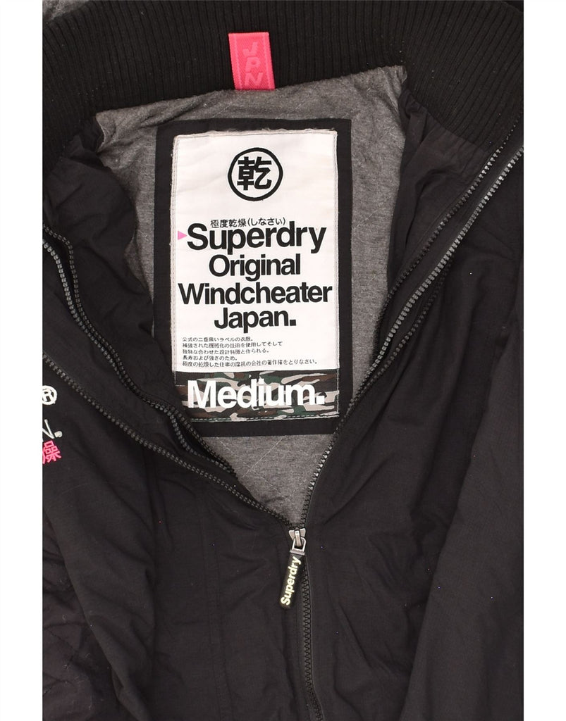 SUPERDRY Womens Hooded Windbreaker Jacket UK 14  Medium Black Nylon | Vintage Superdry | Thrift | Second-Hand Superdry | Used Clothing | Messina Hembry 