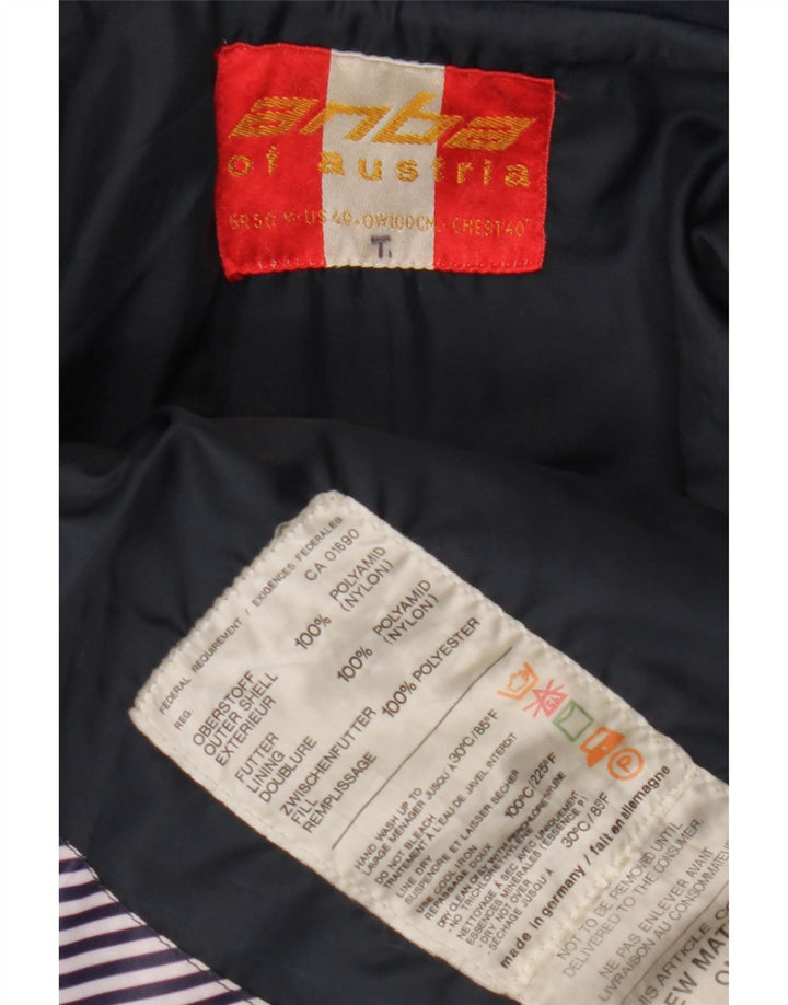 Anba Mens Ski Jacket EU 50 Large Navy Blue Striped Nylon