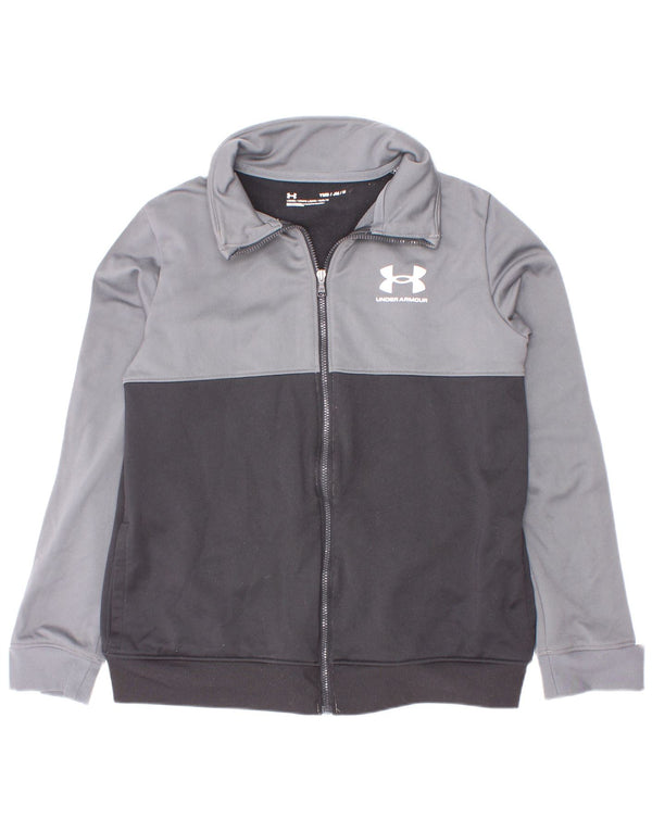 Under Armour Boys Tracksuit Top Jacket 9-10 Years Medium Grey Colourblock