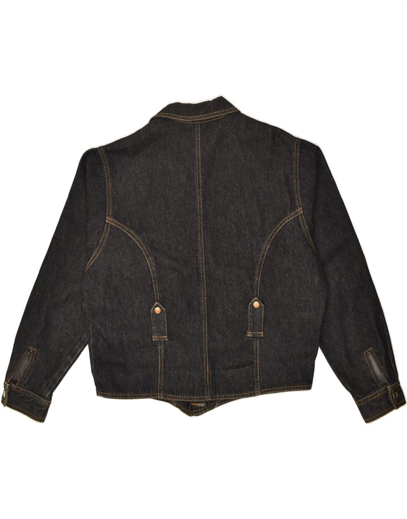 VINTAGE Womens Denim Jacket UK 12 Medium Black Cotton | Vintage Vintage | Thrift | Second-Hand Vintage | Used Clothing | Messina Hembry 