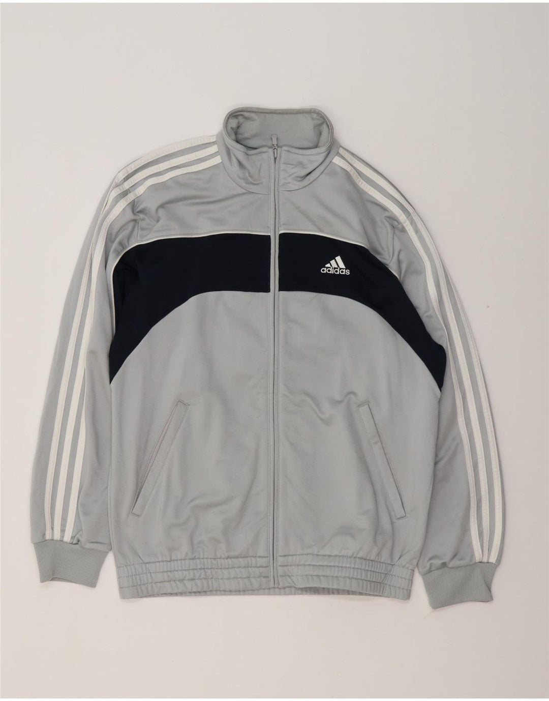 Adidas Mens Tracksuit Top Jacket UK 36/38 Small Grey Colourblock Polyester