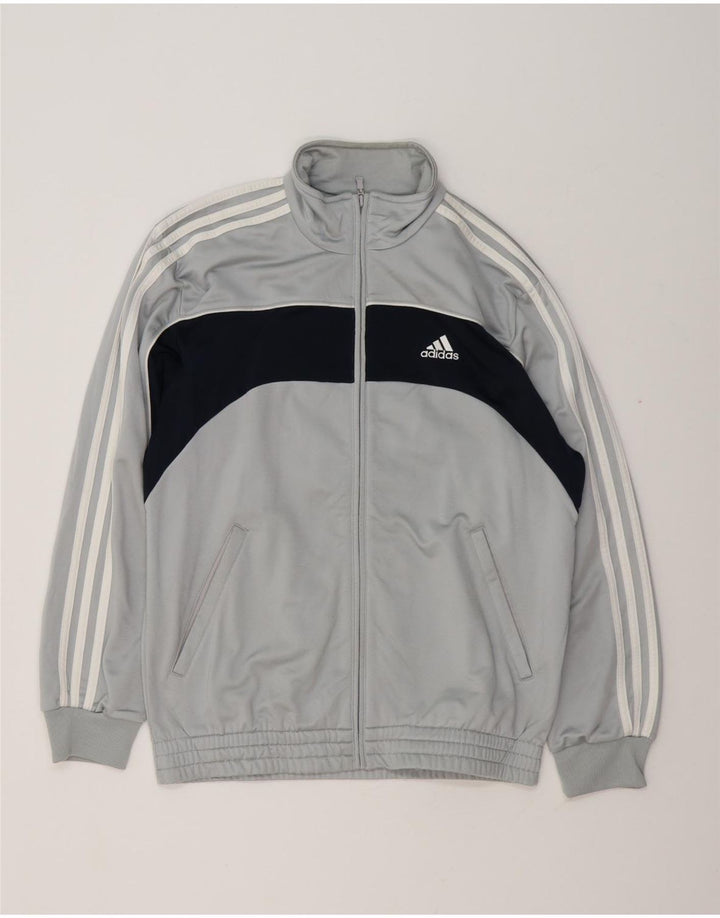Adidas Mens Tracksuit Top Jacket UK 36/38 Small Grey Colourblock Polyester