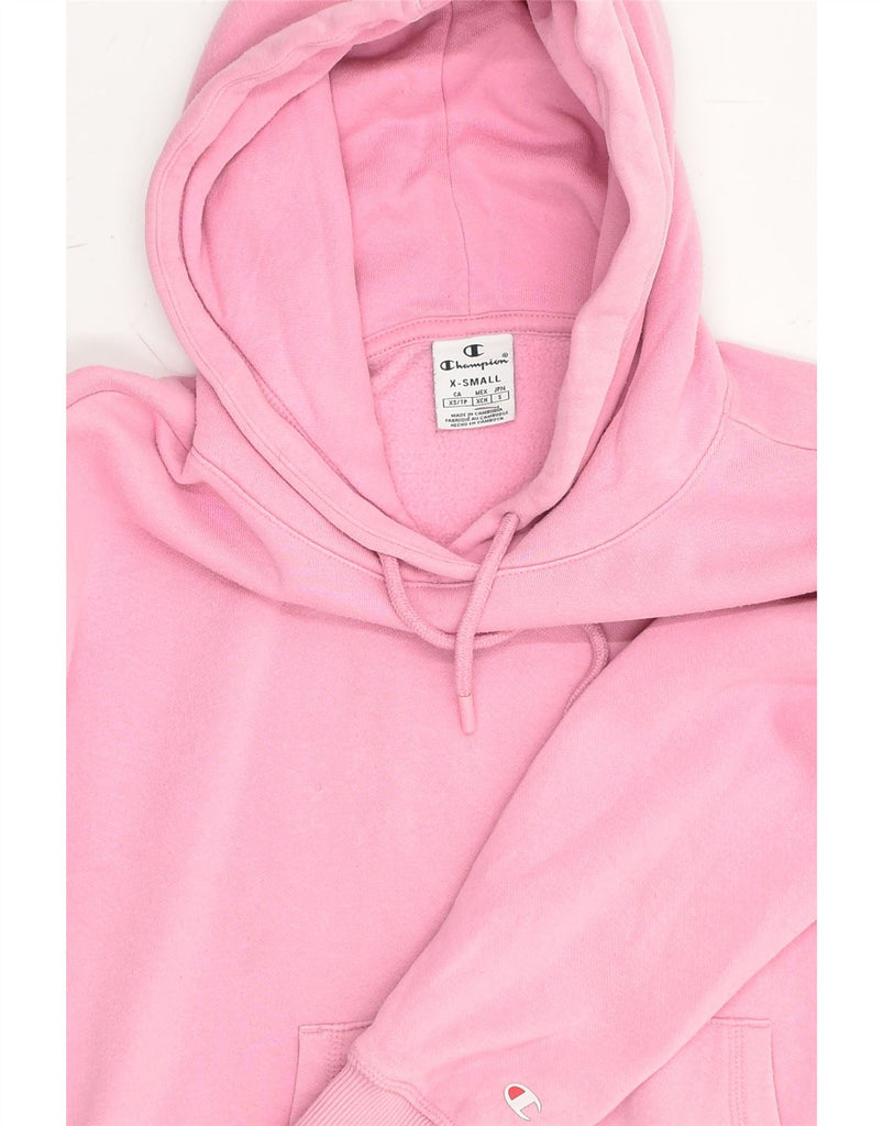 CHAMPION Womens Hoodie Jumper UK 6 XS Pink Cotton | Vintage Champion | Thrift | Second-Hand Champion | Used Clothing | Messina Hembry 