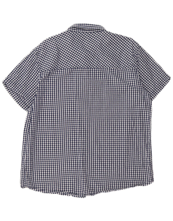 Mountain Warehouse Mens Short Sleeve Shirt 2XL Navy Blue Gingham Cotton