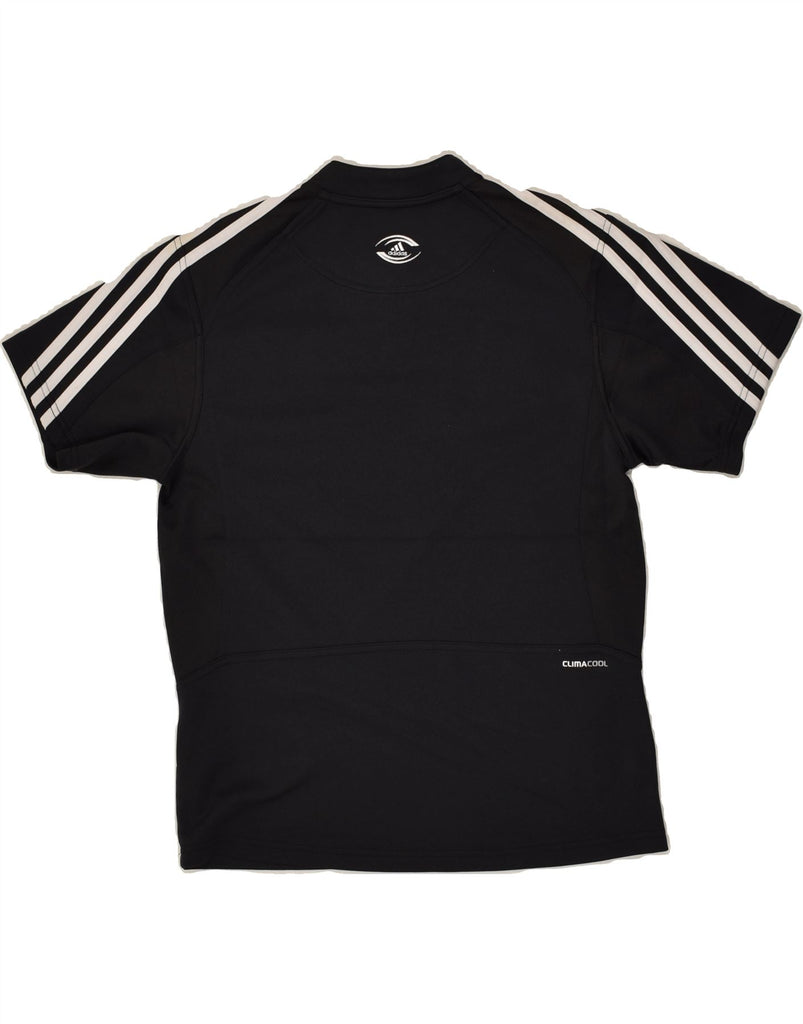 ADIDAS Boys T-Shirt Top 13-14 Years Large Black Striped Polyester | Vintage Adidas | Thrift | Second-Hand Adidas | Used Clothing | Messina Hembry 