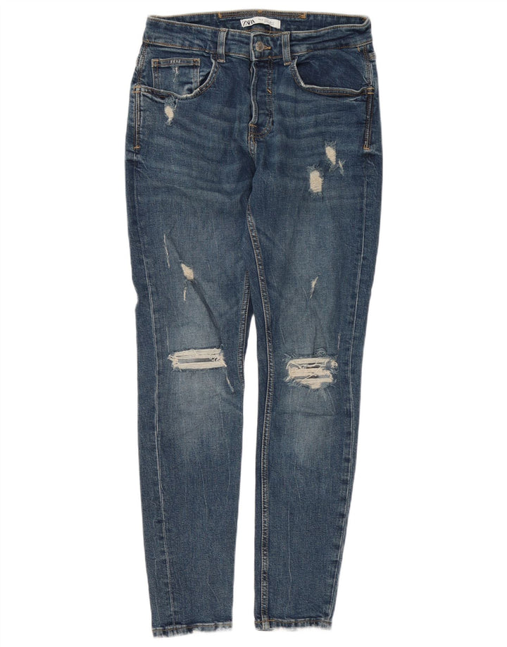 Zara Mens Distressed Skinny Jeans EU 40 Medium W31 L30 Blue