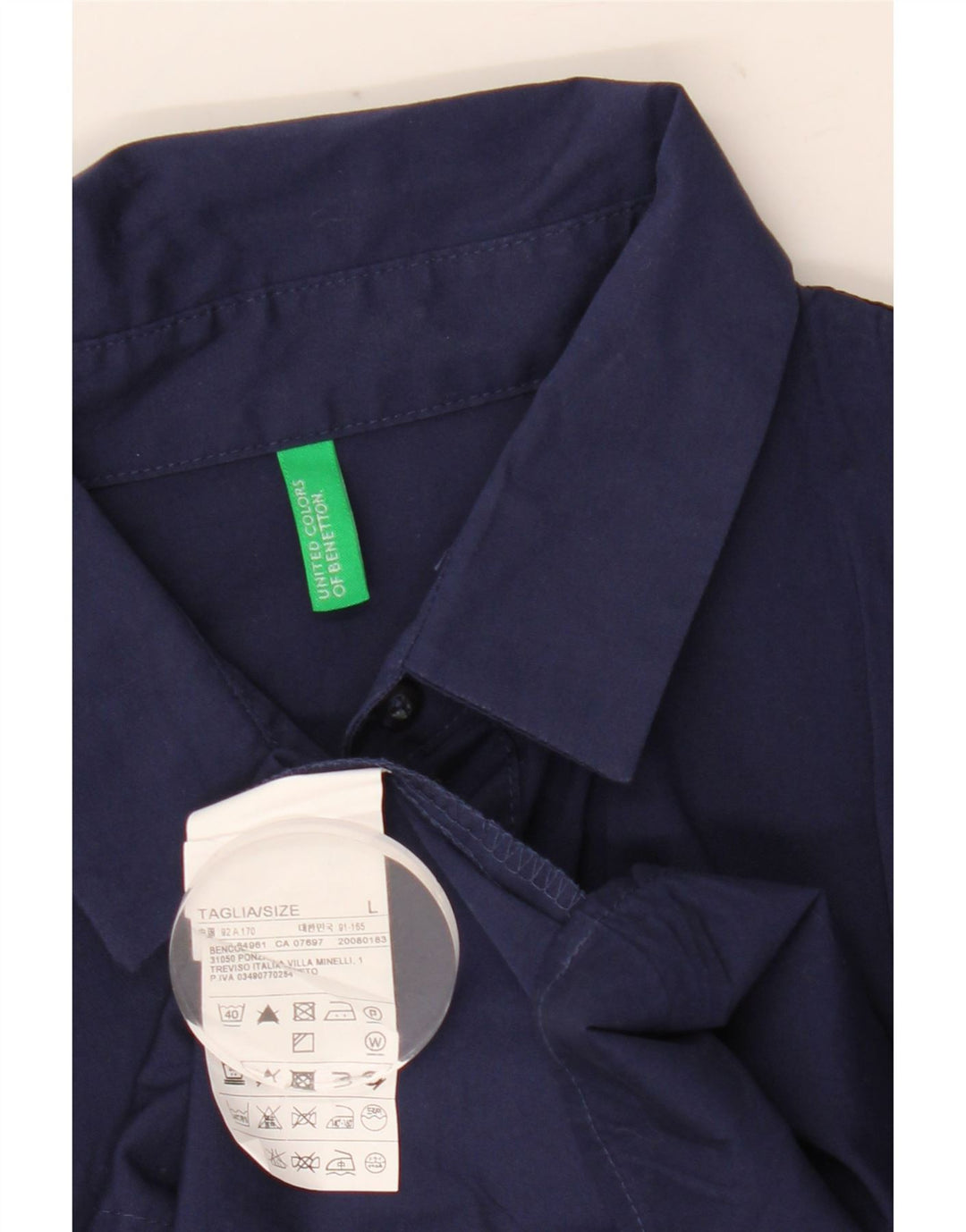 Benetton Womens Pullover Shirt UK 16 Large Navy Blue Cotton