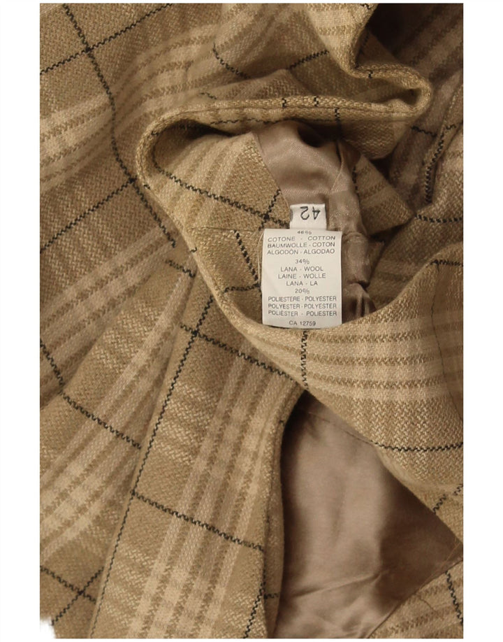 Stefanel Womens Longline Waistcoat IT 42 Medium Green Check Cotton