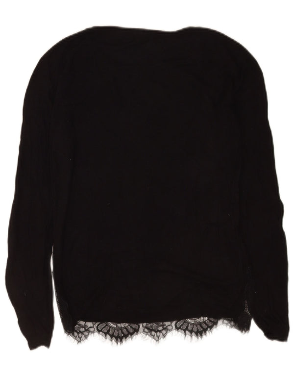 Conbipel Womens Top Long Sleeve UK 12 Medium Black Floral