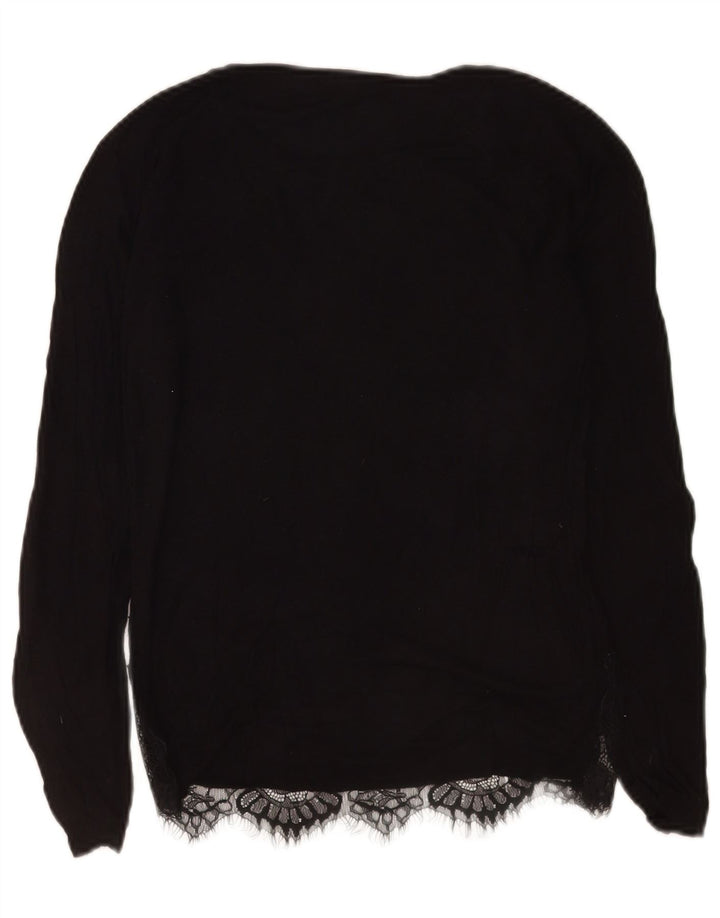 Conbipel Womens Top Long Sleeve UK 12 Medium Black Floral
