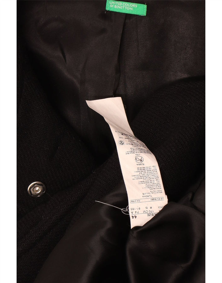 Benetton Womens Hooded Duffle Coat IT 44 Medium Black Wool