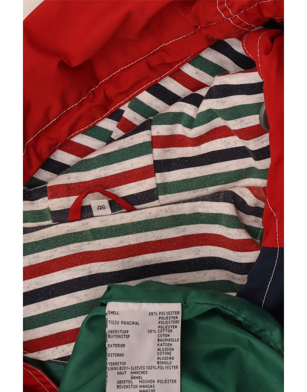 Vintage Womens Hooded Oversized Windbreaker Jacket EU 46 XL Red Colourblock