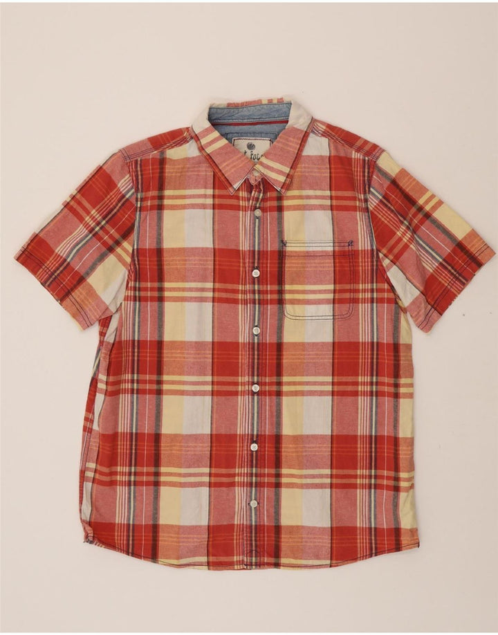 FAT FACE Mens Short Sleeve Shirt Large Red Check Cotton Vintage Fat Face and Second-Hand Fat Face from Messina Hembry 
