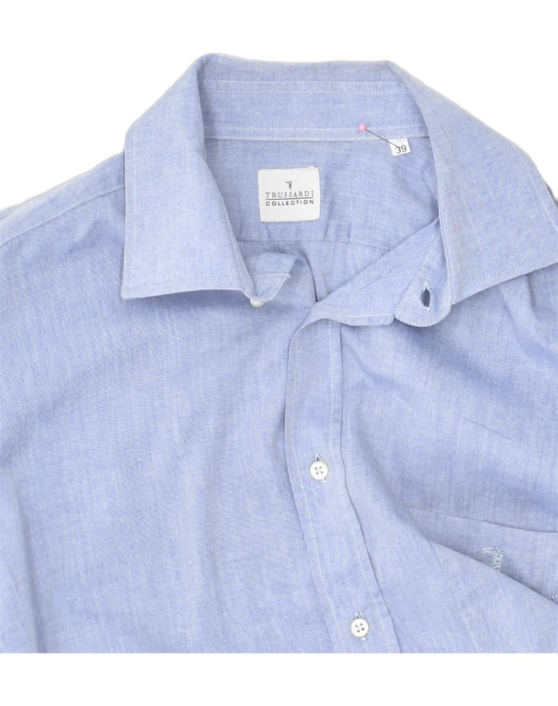 TRUSSARDI Mens Shirt Size 39 Medium Blue Cotton | Vintage Trussardi | Thrift | Second-Hand Trussardi | Used Clothing | Messina Hembry 