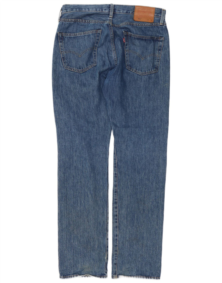 Levi's Mens 501 Straight Jeans W32 L34 Blue Cotton