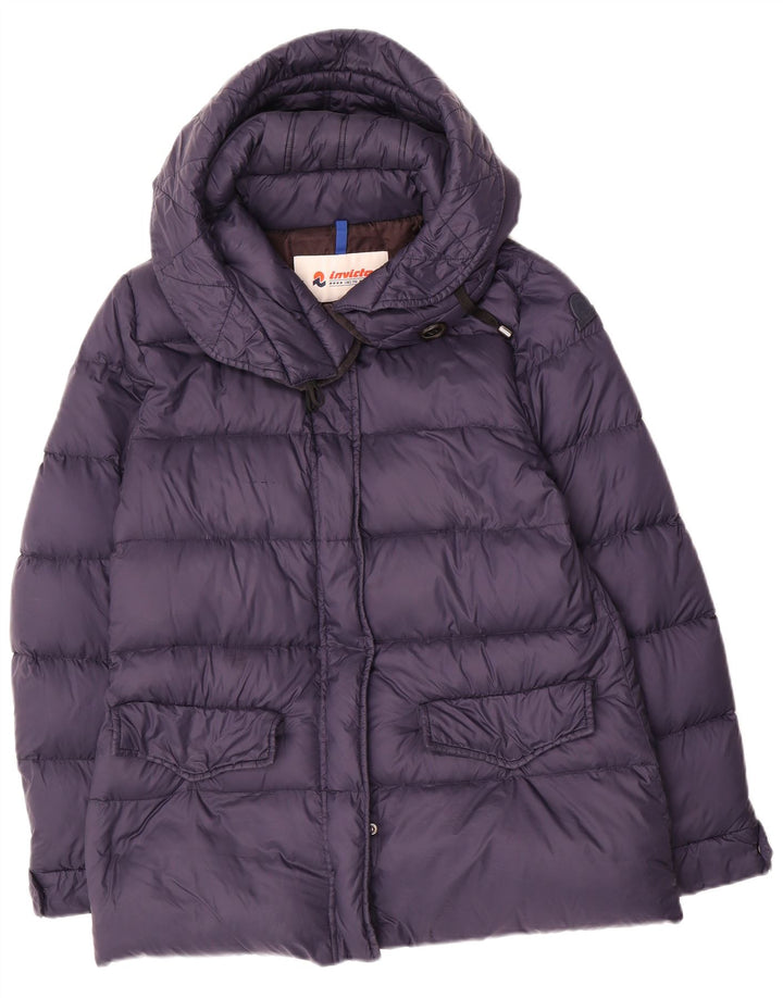 Invicta Womens Hooded Padded Jacket UK 14 Medium Navy Blue Nylon