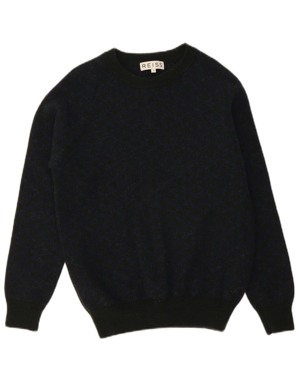 Reiss Womens Boat Neck Jumper Sweater UK 14 Medium Green Argyle/Diamond
