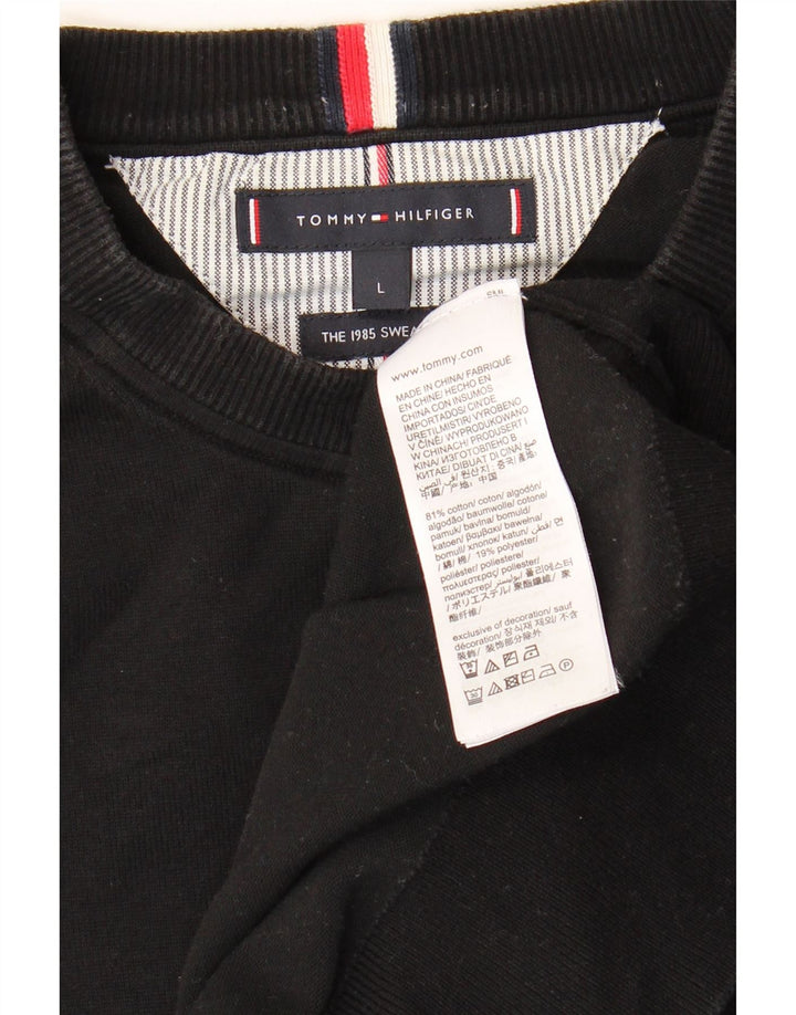 TOMMY HILFIGER Mens Sweatshirt Jumper Large Black Cotton