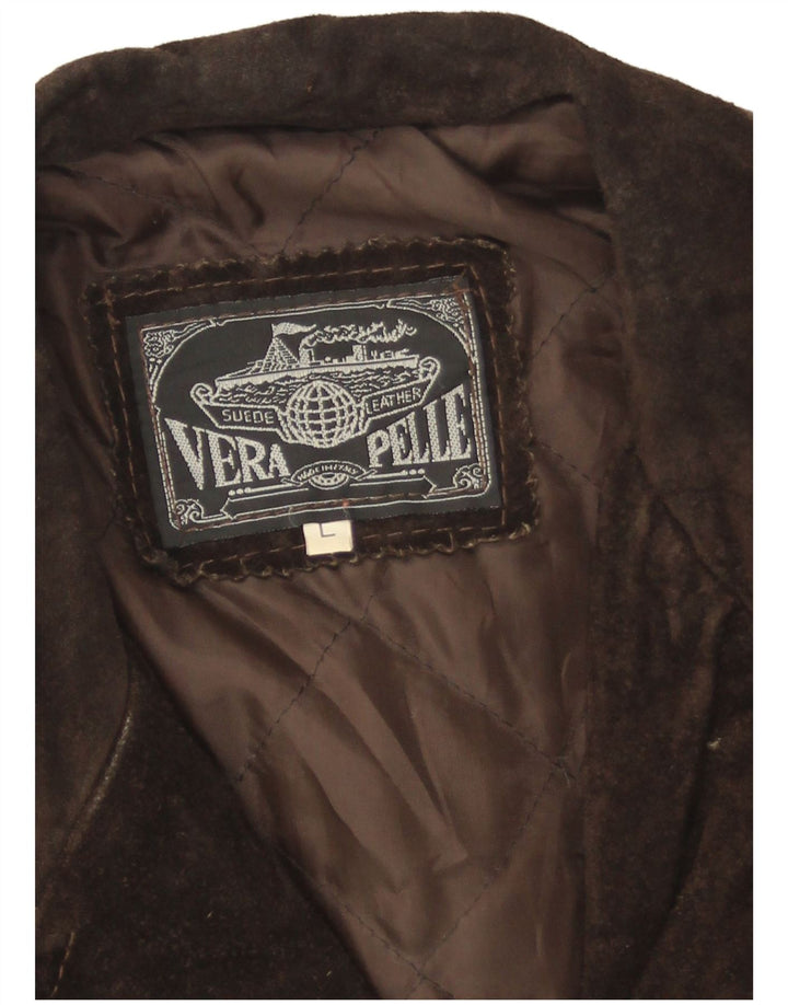 Vintage Womens Suede Jacket UK 16 Large Brown Leather