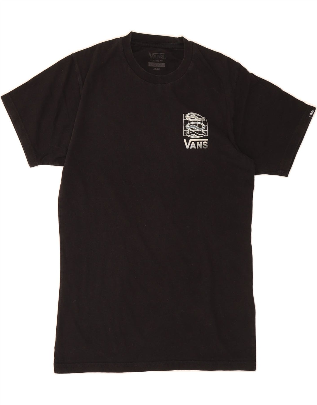 VANS Mens Classic Fit Graphic T-Shirt Top Small Black Cotton Vintage Vans and Second-Hand Vans from Messina Hembry 
