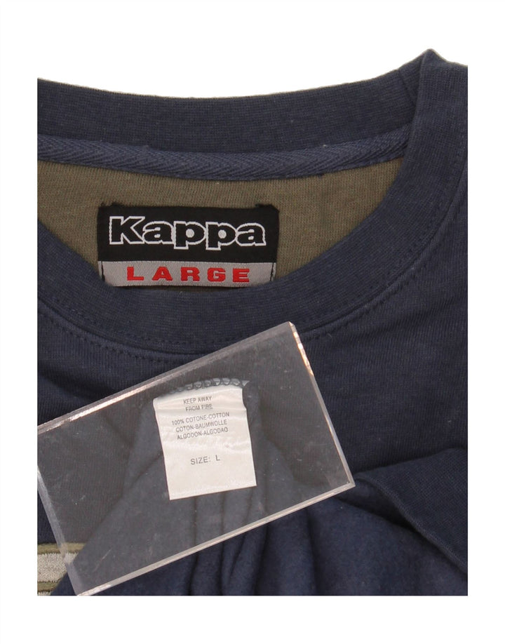 KAPPA Boys Graphic Sweatshirt Jumper 15-16 Years Navy Blue Cotton Vintage Kappa and Second-Hand Kappa from Messina Hembry 