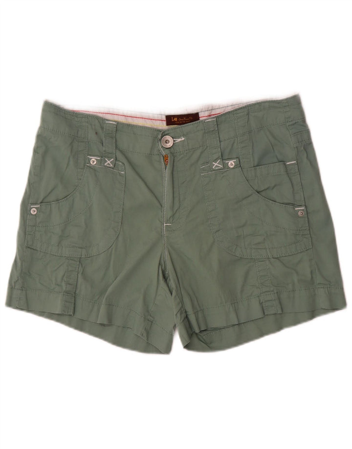 Lee Womens Casual Shorts US 12 Large W32 Green Cotton