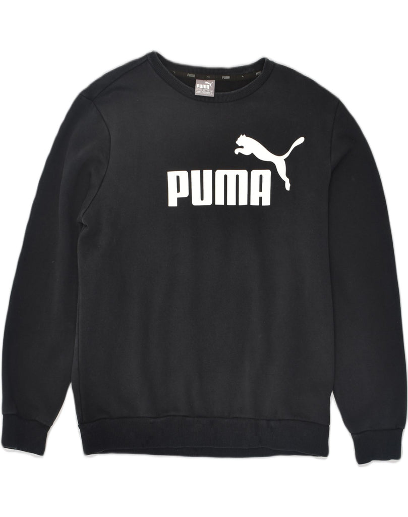 PUMA Mens Graphic Sweatshirt Jumper Medium Black Cotton | Vintage Puma | Thrift | Second-Hand Puma | Used Clothing | Messina Hembry 