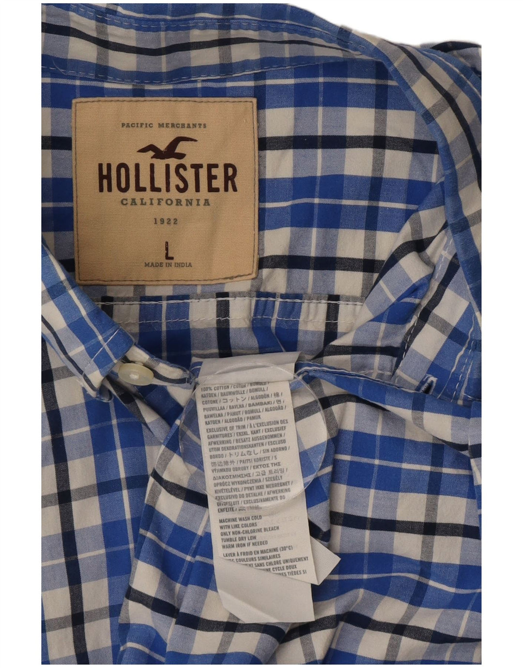 Hollister Mens Shirt Large Blue Check Cotton