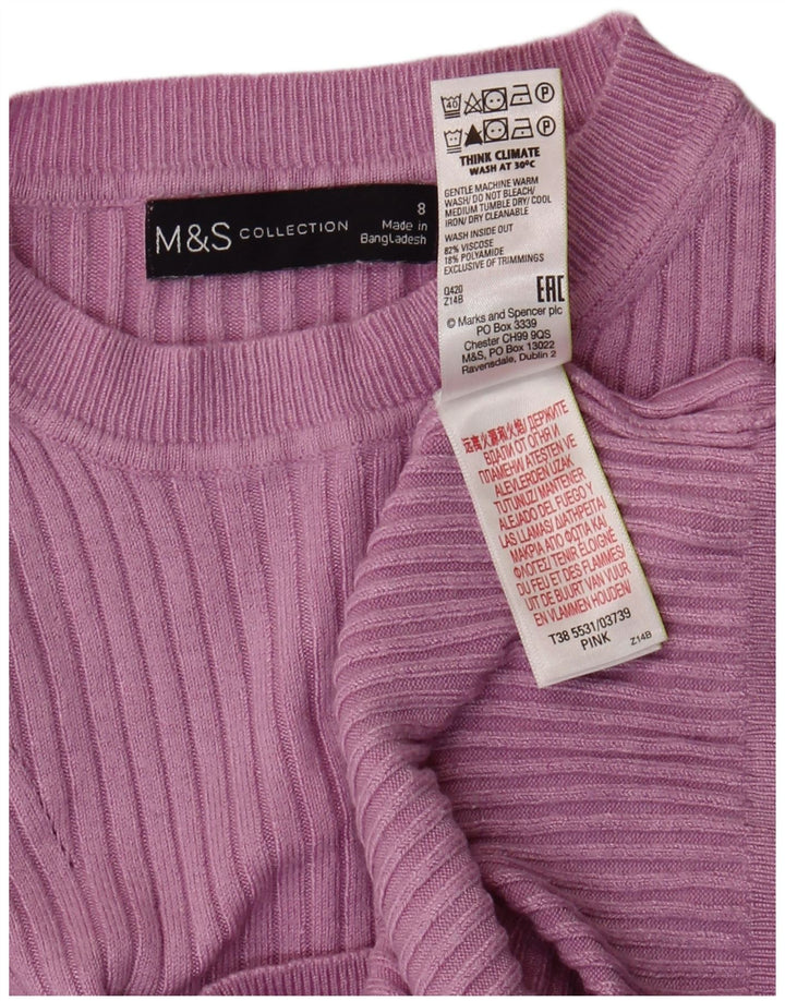 Marks & Spencer Womens Crew Neck Jumper Sweater UK 8 Small Purple