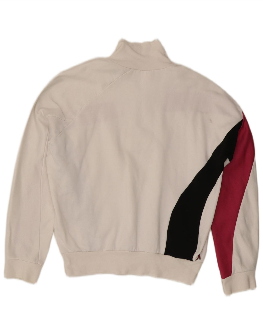 LEVI'S Womens Zip Neck Sweatshirt Jumper UK 14 Medium White Colourblock