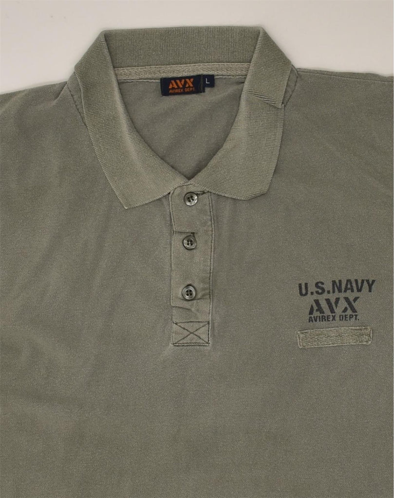 AVIREX Mens Polo Shirt Large Grey Cotton | Vintage Avirex | Thrift | Second-Hand Avirex | Used Clothing | Messina Hembry 