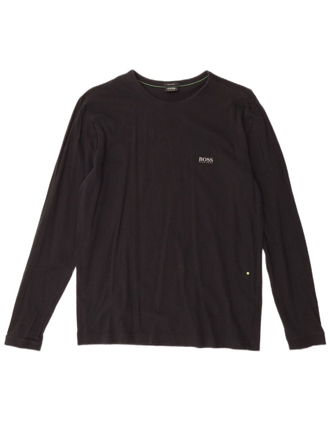 HUGO BOSS Mens Regular Fit Top Long Sleeve Small Black Cotton