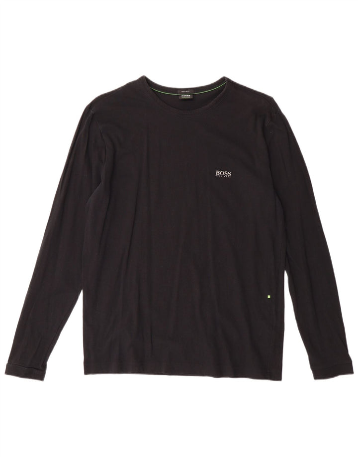 HUGO BOSS Mens Regular Fit Top Long Sleeve Small Black Cotton