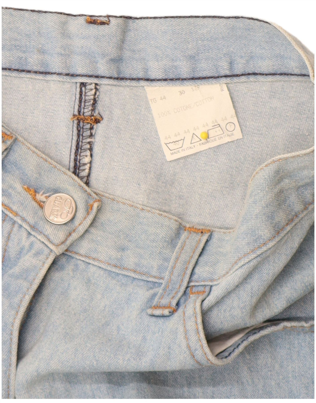 CLARK Womens High Waist Denim Skirt IT 44 Medium W26 Blue Patchwork Cotton